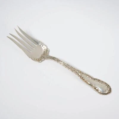 Tenedor para servir carne fría Frank M Whiting Damasco plata esterlina 8,75" Pat 1894 Foto 1 de 4