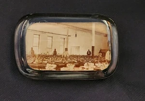 Antique Photo Paperweight PRISON MESS WATERMELON PHOTO 19th Century Prison Life - Picture 1 of 15
