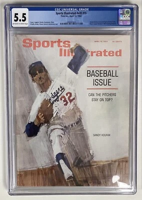 Quiosco de béisbol Sports Illustrated 13 de abril 1964 Sandy Koufax CGC 5,5 Foto 1 de 4