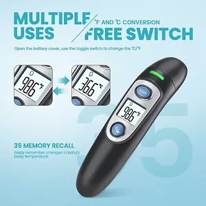 Non-Contact Forehead Thermometer Adults Kids Fast & Accurate Fever Alarm (White) - Picture 1 of 7