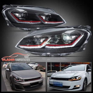 LED Headlights For 2014-2017 Volkswagen Golf MK7 Sequential Turn sig Plug & Play - Picture 1 of 15