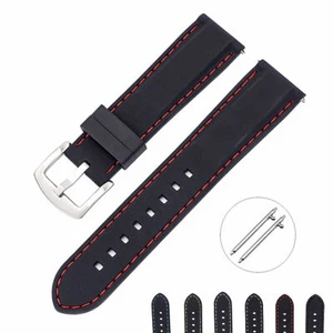 Nueva correa de reloj de buceo impermeable de goma de silicona para hombre 18 mm 20 mm 22 mm 24 mm - Imagen 1 de 24