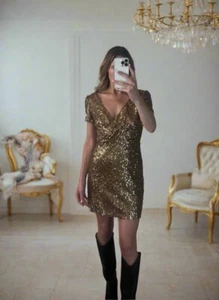 Vestido de fiesta de cóctel dorado talla M - Imagen 1 de 5