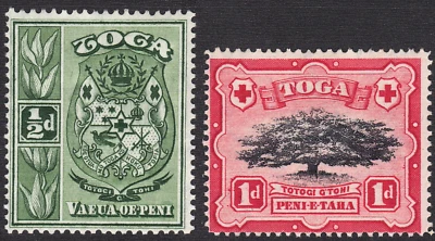 1897-1934 Tonga SC# 39-40 - Coat of Arms - 2 Different Stamps - M-HR - Image 1 of 2