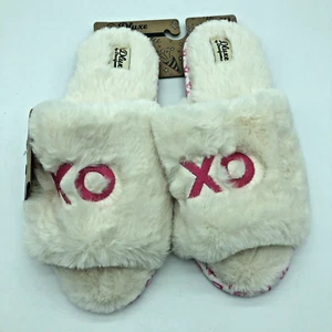 Dluxe Dearfoams XO Plüsch Fell weiß rosa Memory Foam Hausschuhe Größe XL 11/12 Damen - Bild 1 von 13