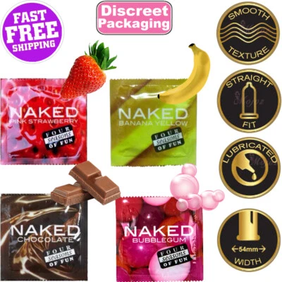 Four Seasons Naked Flavoured Condoms Chocolate Strawberry Banana Bubblegum Bulk - image 1 of 4