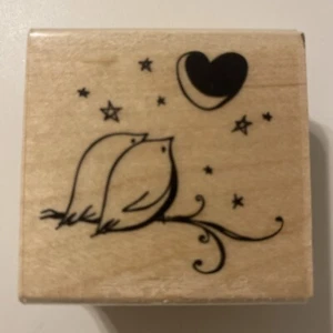 Valentine Inkadinkado Love Birds Moon Heart Rubber Stamp New J25 - Picture 1 of 4