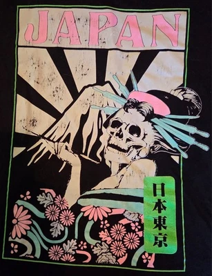 Camiseta Fresh Laundry JAPÓN Esqueleto Geisha Gráfico Dos Caras Manga Larga Talla L Foto 1 de 4