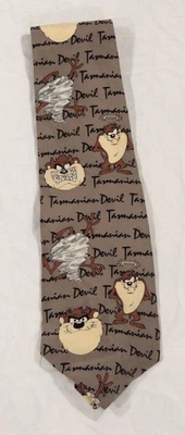 Vintage TAZ Necktie Silk Looney Tunes Tasmainian Mania 1996 Warner Bros Neck Tie - Image 1 of 4
