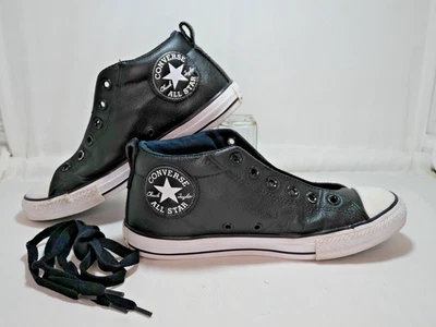 Converse All Star Black High Top Leather Chuck Taylors Unisex Sz 5 Jr 648581C - Image 1 of 4