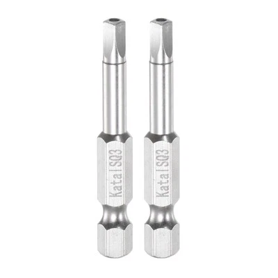 2Pack SQ3 Magnetic Security Square Screwdriver Bits 1/4" Hex Shank 2" Length - Imagem 1 de 4