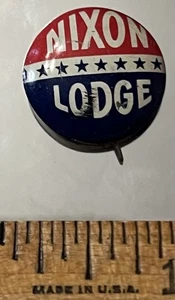 NIXON LODGE CAMPAIGN BUTTON PRESIDENTIAL, Pinback Button 7/8 Zoll Durchmesser - Bild 1 von 4