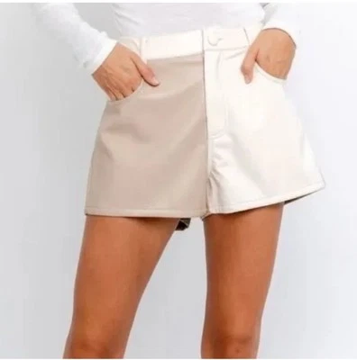 Pantalones cortos para mujer Le Lis Colorblock imitación cuero pequeños nuevos con etiquetas Foto 1 de 4