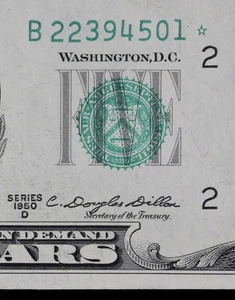 $5 1950D Star Gem CU Federal Reserve Note B22394501* series D, five $, New York - Picture 1 of 7