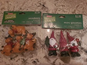 Hobby Lobby Christmas Mini Craft Figurines Lot Gnome & Reindeer NIP - Picture 1 of 6