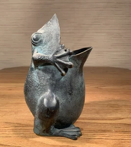 Vintage SPI San Pacific Internationa 7 1/2" Bronze Frog Statue Vase Figurine - Picture 1 of 7
