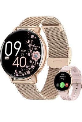 Montre Connectée Femme Coloris OR Compatible Apple Et Android - Photo 1/4