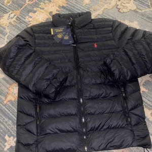 Polo Ralph Lauren Men FullZip Packable Black Puffer Jacket, Size Medium $248 NWT - Picture 1 of 12