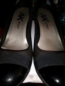 Anne Klein Damenschuhe Größe 10 M schwarz Keilabsatz elegant Lackleder 2"-Absätze NEU - Bild 1 von 4