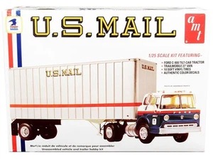 Skill 3 Model Kit Ford C900 Truck Tractor with Trailer "U.S. Mail" 1/25 Scale Mo - Picture 1 of 4