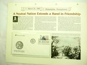 Swedish-American Treaty- with Story and Info Sheet,1st Day of Issue Mar. 24,1983 - Picture 1 of 6