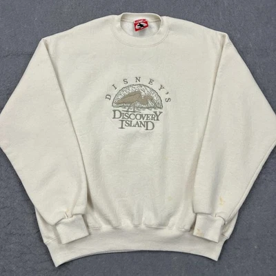 Moletom vintage Disney Discovery Island bordado gráfico GG raro anos 90 extinto - Imagem 1 de 4