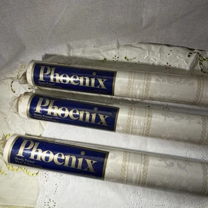 Wallpaper 1970’s Cream Mid Century Vintage New,Sealed Phoenix Vinyl x3 Rolls - Picture 1 of 13