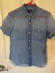 Neu mit Etikett Ralph Lauren blaue durchsichtige Kurzarmbluse – Größe 8 - Bild 1 von 5