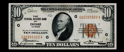 $10 1929 Chicago Illinois National Banknote Uncirculated Free Shipping #101 - Image 1 of 2