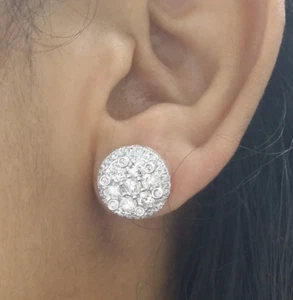 DEAL! 2.60 CT GENUINE ROUND DIAMOND CLUSTER HALO STUDS  EARRING IN 14K GOLD 12MM - Picture 1 of 12