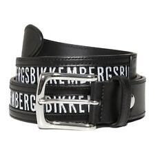 Bikkembergs Sleek Black Calfskin Leather Men's Belt Authentic
