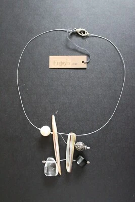 Collar Engayla Mixed Media 20"" Esterlina/Perla/Cáscara/Estaño/Cristal/Vidrio Foto 1 de 2