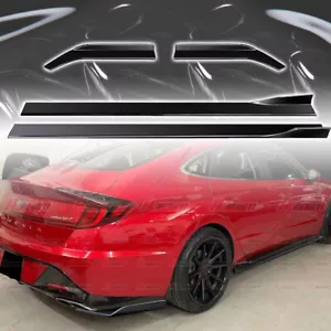 SIDE SKIRT + REAR SIDE SPLITTER FOR HYUNDAI SONATA 2019-2022 GLOSS BLACK - Picture 1 of 11