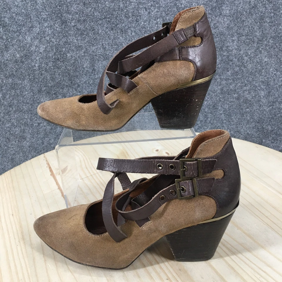 Zapatos de tacón Sixty Seven para mujer 38 informales con doble correa cruzada en punta marrón gamuza Foto 1 de 4