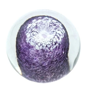 Art Glass Paperweight Hand Blown White & Purple Swirl  1.75" Tall Signed - Picture 1 of 9
