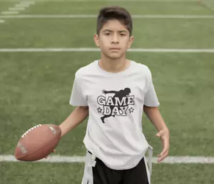 Youth Toddler Game Day T Shirt Football Player Gift Game Night Tee Boys Girls - Picture 1 of 7