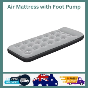 Air Bed Single Size Inflatable Camping Mattress Built-In Foot Pump And Pillow - Picture 1 of 5