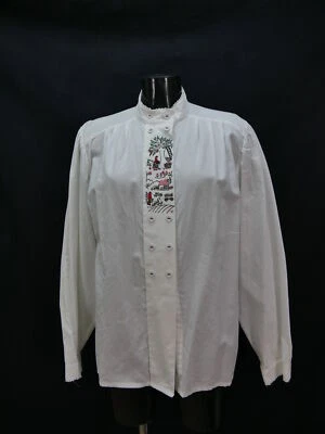 Gr.48 Trachtenbluse Bluse weiß Baumwolle Alphorn Spitze und Stickerei TB5153 - Bild 1 von 3