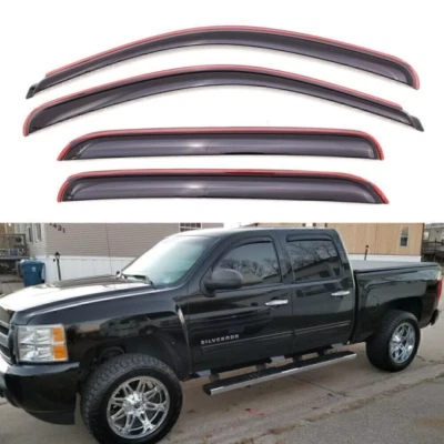 Genuine 2007-2013 Chevy Silverado Sierra Crew Cab Window Visors Sun Rain Guards - Image 1 of 4