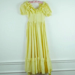 Vintage Girls XS S Dress Cottagecore Ruffle Butter Yellow Pastel Prairie Costume - Picture 1 of 14