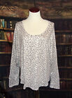 ANA Top Blouse Size 2XL - XXL Tan Brown Leopard Womens Round Neck Long Sleeve