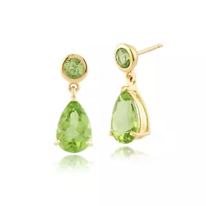 Classic Pear Peridot Drop Earrings in 9ct Yellow Gold - Picture 1 of 3