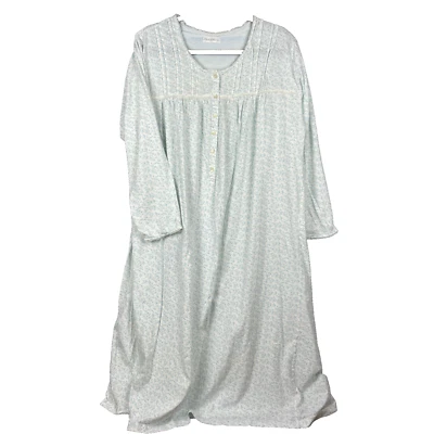 Camisón Vintage Miss Elaine Algodón Cottagecore Azul Ditzy Floral Abuela Grande Foto 1 de 4