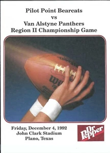 Programa de fútbol americano de cuartos de final de Texas High School 1992 punto piloto vs furgoneta Alstyne - Imagen 1 de 1