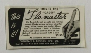 1949 Cado Flo-Master Brunnenbürste Werbung Cushman & Denison Hersteller Co. NYC - Bild 1 von 1