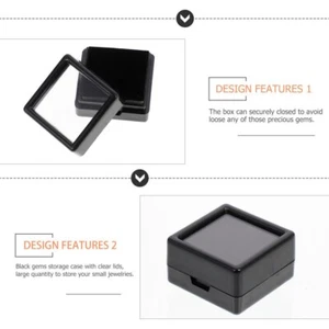 Gemstone Display Box 3-3 CM Black Square Storage Case with Clear Glass Lid 20 Pc - Picture 1 of 10