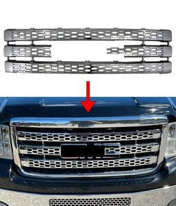 Chrome Grille Grill Insert Overlay 1 Piece FOR 2011-2014 GMC Sierra 2500 3500 HD - Picture 1 of 3