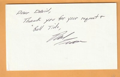 Paul Crane New York Jets AUTO Signed 3x5 Note Card Alabama Crimson Tide - Image 1 of 2