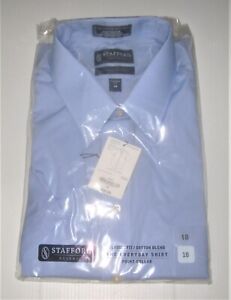 Men's Blue Short Sleeve Shirt Stafford Essentials Classic Fit - Size 18 - NEW
