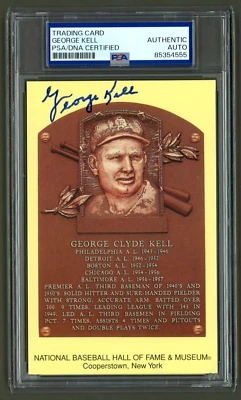 George Kell Signed Baseball HOF Plaque Postcard (PSA) Detroit Tigers Auto - Image 1 of 2